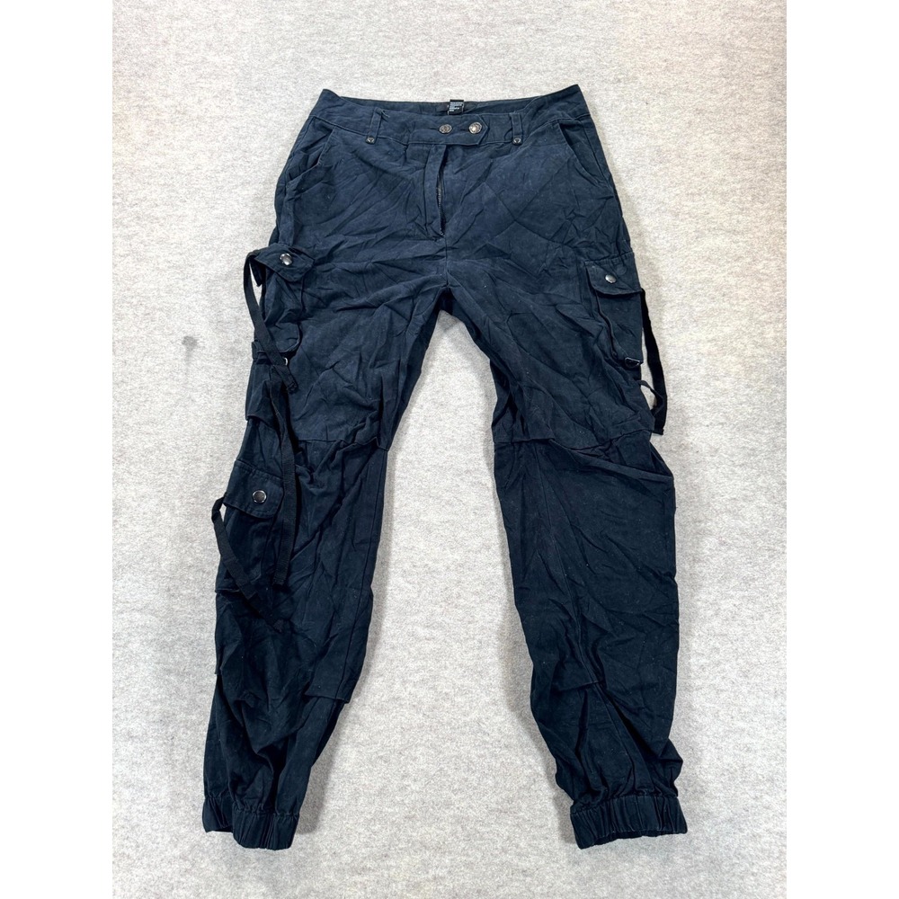 Forever 21 Cargo Pants Womens Medium Black Twill High Rise Tapered Leg Hiking
